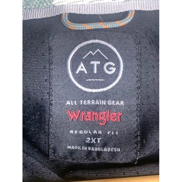 ATG Wrangler Men's 2XT Green & White Plaid Flannel Long Sleeve Regular Fit - Picture 4 of 12